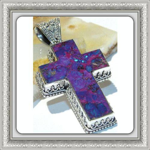 ***EXCEPTIONAL*** TURQUOISE CROSS SET IN .925 Sterling SILVER