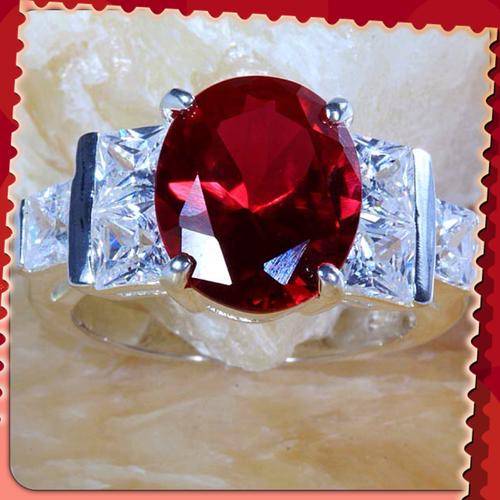***EXQUISITE *** FACETED RUBY QUARTZ SET IN 925 STERLING SILVER SIZE 8
