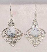Winter Dendrite Opal 100% Pure 925 Solid Sterling Silver Filigree Earrings