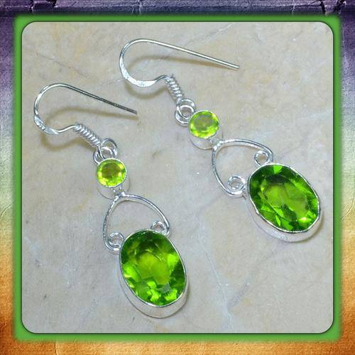 ***EXQUISITE***NATURAL PERIDOT STERLING SILVER EARRINGS
