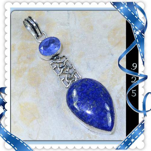 ***GORGEOUS*** IOLITE, LAPIS LAZULI & 925 STERLING SILVER PENDANT