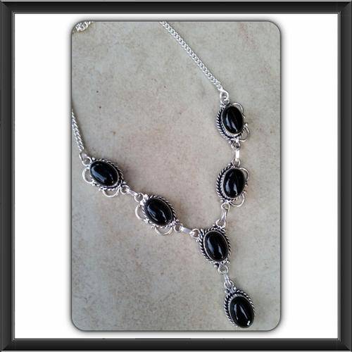 ***TIMELESS ELEGANCE*** BLACK ONYX .925 STERLING SILVER NECKLACE