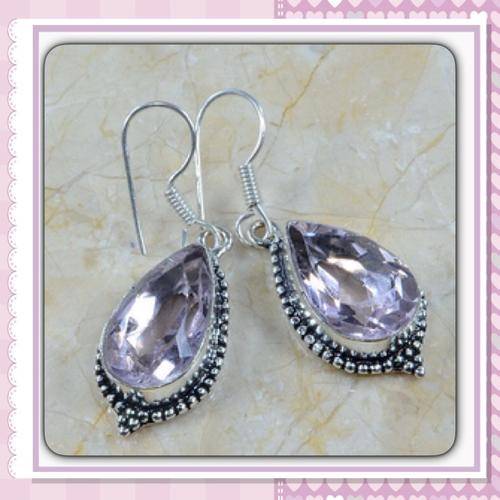 ***EXCEPTIONALLY PRETTY***PINK TOPAZ 925 SILVER EARRINGS