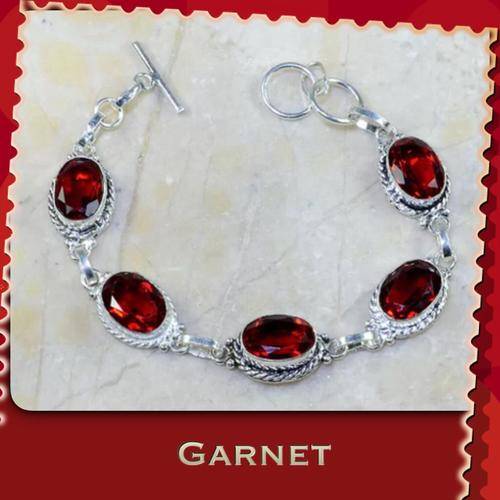 ***ABSOLUTLELY GORGEOUS*** GARNET NATURAL GEMSTONE .925 SILVER BRACELET