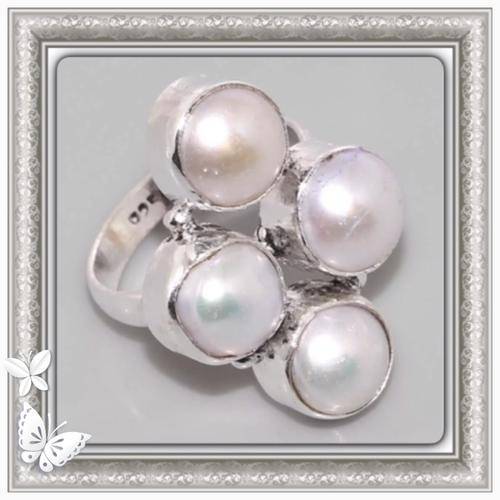 ***INCREDIBLY BEAUTIFUL*** NATURAL RIVER PEARL ,  .925  SILVER SIZE 7