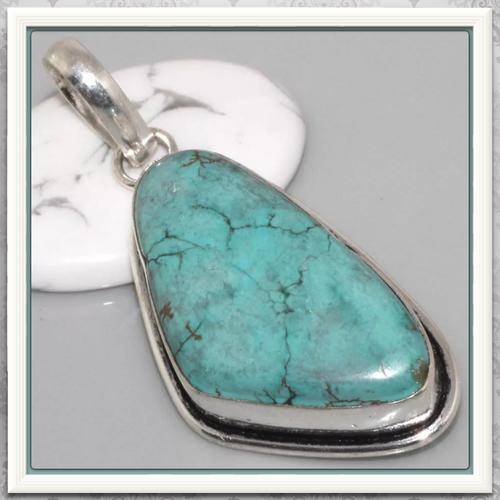 ***ABSOLUTELY GORGEOUS*** NATURAL SPIDERWEB TURQUOISE,  GEMSTONE 925 SILVER PENDANT