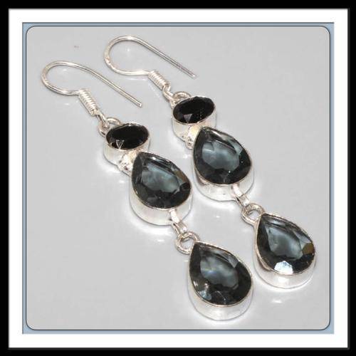 ***STUNNING NEW OPTION FOR BLACK***  BLACK SPINEL, BLACK ONYX GEMSTONE .925 SILVER EARRINGS