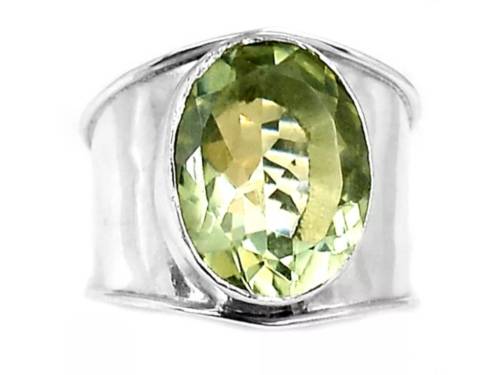 ***TRULY OUTSTANDING***  NATURAL GREEN AMETHYST PRASIOLITE GEMSTONE  .925 SILVER RING SIZE 8