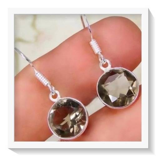 ***JUST GORGEOUS***   SMOKEY QUARTZ,  GEMSTONE .925 SILVER EARRINGS