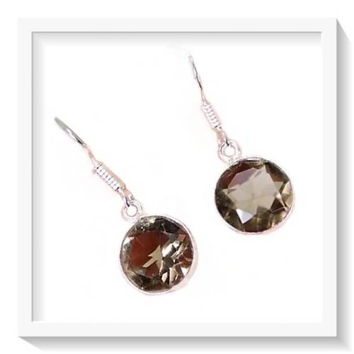 ***JUST GORGEOUS***   SMOKEY QUARTZ,  GEMSTONE .925 SILVER EARRINGS