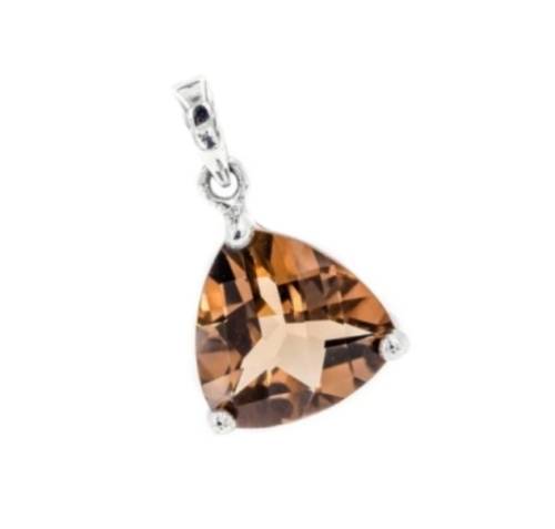 CAPTIVATING TRILLION CUT NATURAL SMOKY TOPAZ  .925 SOLID STERLING SILVER PENDANT