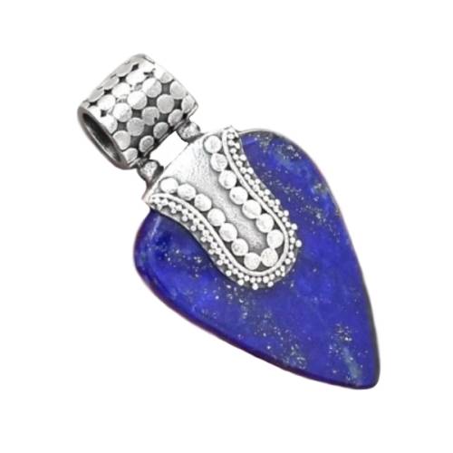 ENCHANTING NATURAL LAPIS LAZULI GEMSTONE SOLID .925 SILVER PENDANT