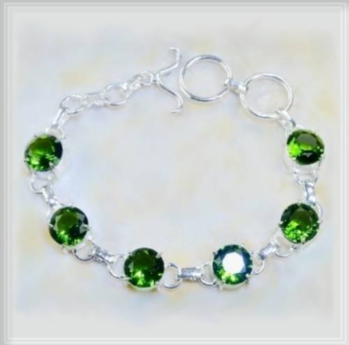 Dainty Peridot Gemstone .925 Silver Bracelet