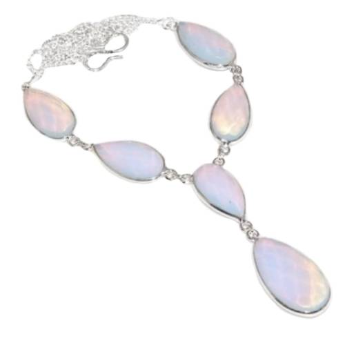 GORGEOUS OPALITE GEMSTONE .925 SILVER NECKLACE