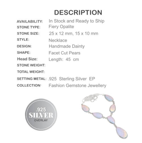 GORGEOUS OPALITE GEMSTONE .925 SILVER NECKLACE