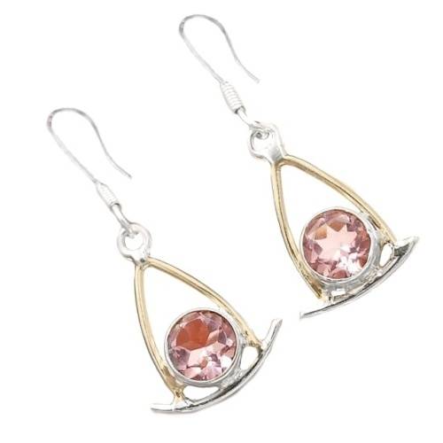 TWO TONE PINK KUNZITE SOLID. 925 STERLING SILVER EARRINGS
