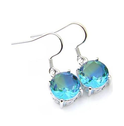DAINTY BI- COLOUR TOURMALINE .925 STERLING SILVER EARRINGS
