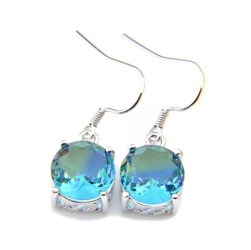 DAINTY BI- COLOUR TOURMALINE .925 STERLING SILVER EARRINGS