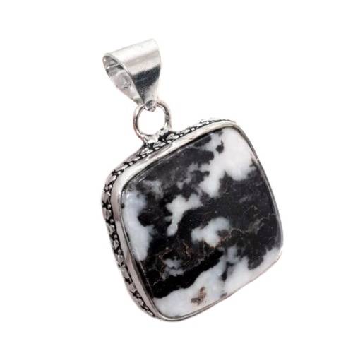 Natural White Buffalo Turquoise .925  Silver Pendant