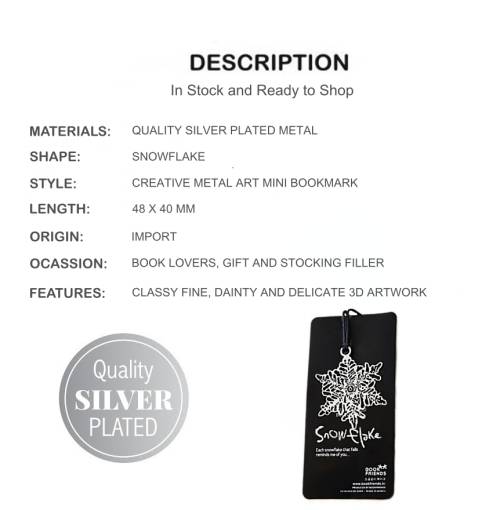 Creative 3d Mini Metal Snowflake Silver Plated Bookmark