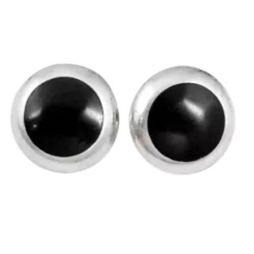 NATURAL BLACK ONYX GEMSTONE SOLID .925 STERLING SILVER STUD EARRINGS