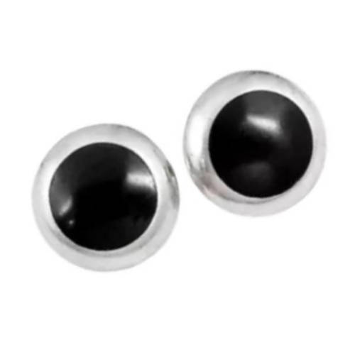 NATURAL BLACK ONYX GEMSTONE SOLID .925 STERLING SILVER STUD EARRINGS