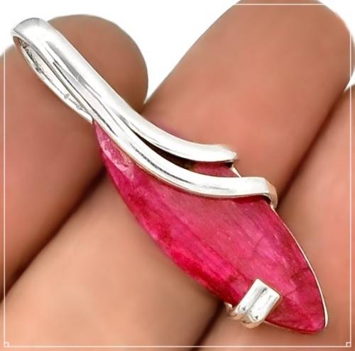 Modern Indian Ruby Marquise Gemstone Solid .925 Sterling Silver Pendant