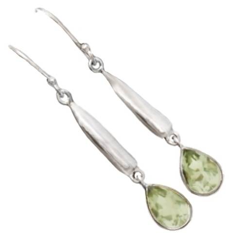3.7 Gms Natural Green Amethyst Gemstone .925 Silver Long Earrings