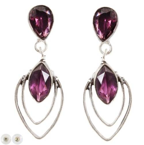 Modern Purple Amethyst Oval .925 Silver Stud Earrings