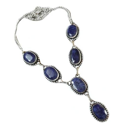 Exceptional Indian Sapphire Quartz Silver Necklace