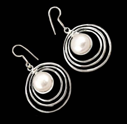 8.99 cts Natural White Pearl Solid .925 Sterling Silver Earrings