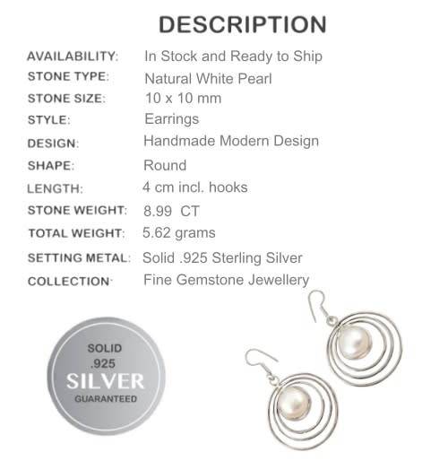 8.99 cts Natural White Pearl Solid .925 Sterling Silver Earrings