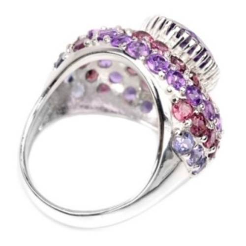 AAA Natural Purple Amethyst, Rhodolite Garnet Solid .925 Silver Ring Size 5.5