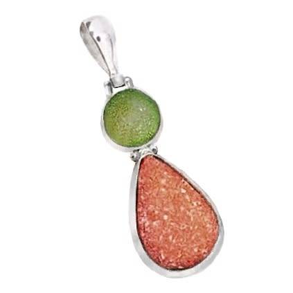 Apple Green Drusy Druzy, Pearl Solid .925 Sterling Silver Earrings