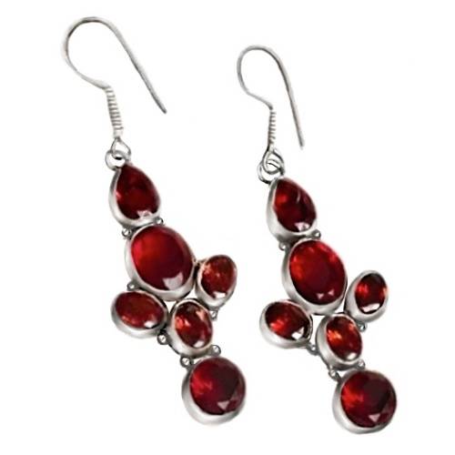 Exotic Garnet Gemstone .925 Sterling Silver Earrings