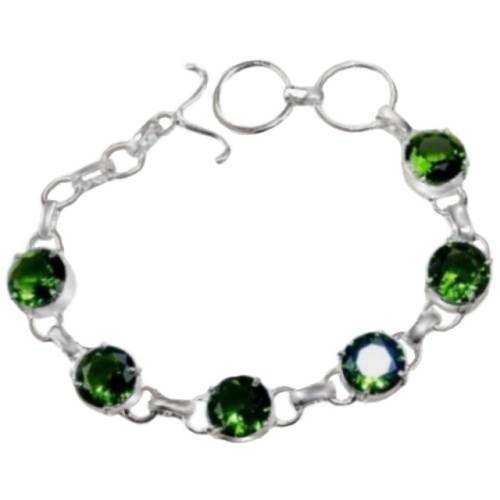 Dainty Peridot Gemstone .925 Silver Bracelet