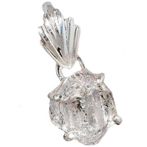 Natural Herkimer Diamond Solid .925 Sterling Silver Pendant & 925 Chain