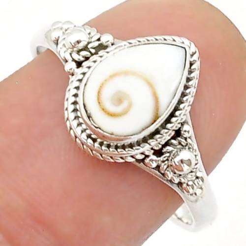 Incredible Natural Shea Shiva Shell Solid. 925 Sterling Silver Ring Size 9 or R 1/2