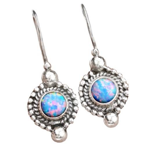 Dainty Australian Fire Opal Antique Style Solid.925 Sterling Silver Earrings