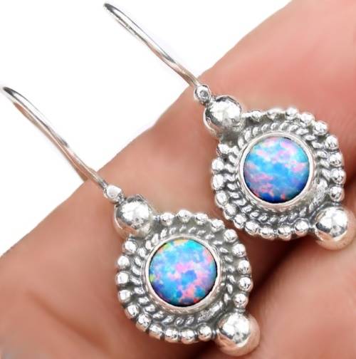 Dainty Australian Fire Opal Antique Style Solid.925 Sterling Silver Earrings
