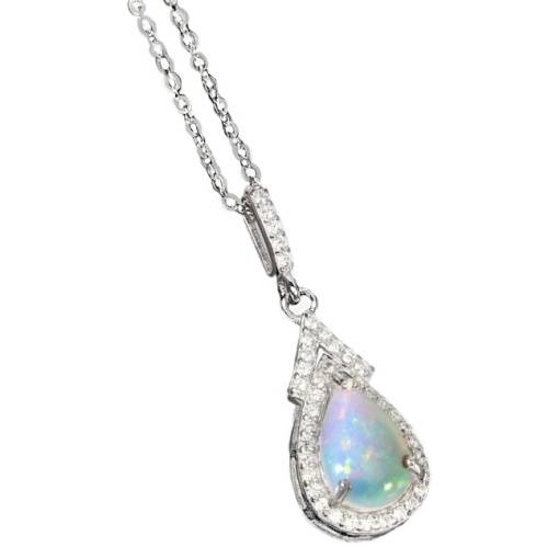 Deluxe Unheated Ethiopian Rainbow Full Flash Fire Opal Solid .925 Sterling Pendant Necklace