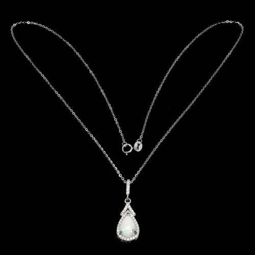 Deluxe Unheated Ethiopian Rainbow Full Flash Fire Opal Solid .925 Sterling Pendant Necklace