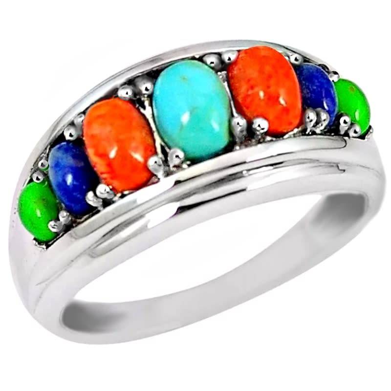 5.52 Cts Natural  South Western Arizona Turquoise Solid .925 Sterling Silver Ring size 9 or R1/2