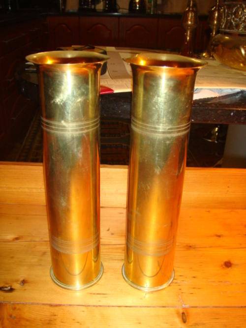 Two Trench art bullet shells