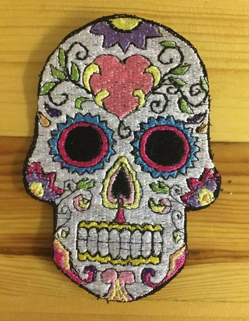 Sugar Scull with heart badge patch