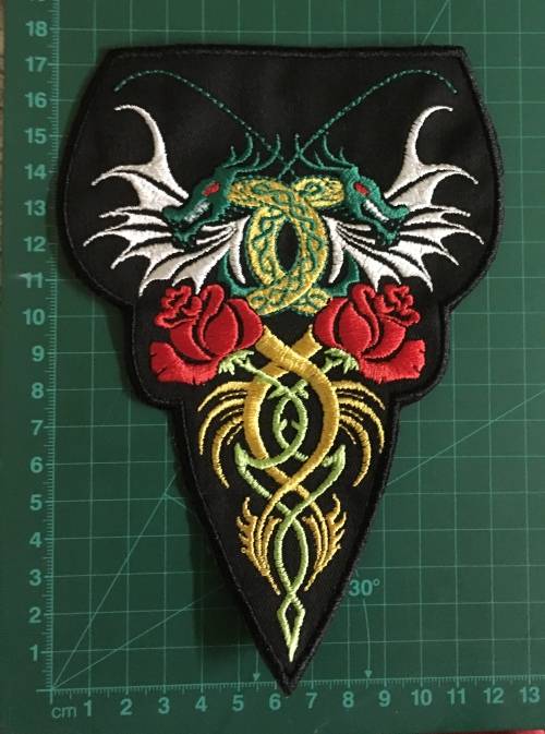 BDG1024 Dragon and flower badge patch