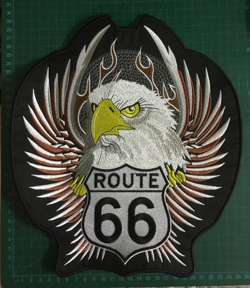 BDG1130 LARGE Eagle Route 66  badge patch 30cm x 26cm