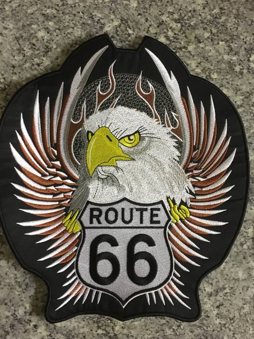 BDG1130 LARGE Eagle Route 66  badge patch 30cm x 26cm