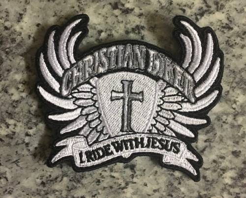 BDG1182 Christian I ride with Jesus wings patch