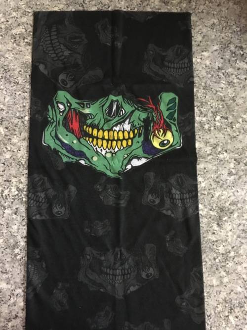Tube seamless scarf face mask green monster zombi buff